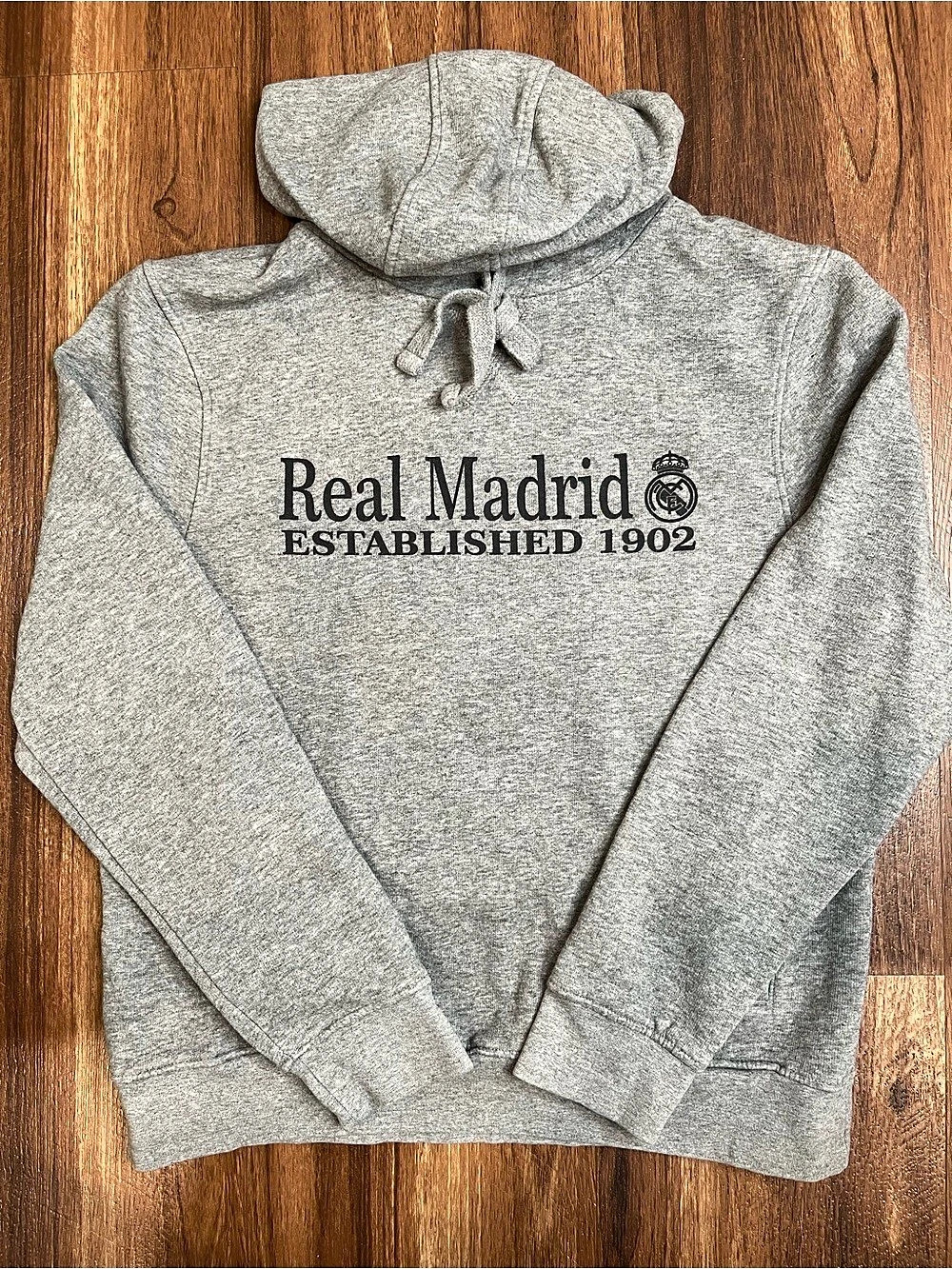 Real Madrid Established 1902 Pullover Hoodie Gray Men's Medium